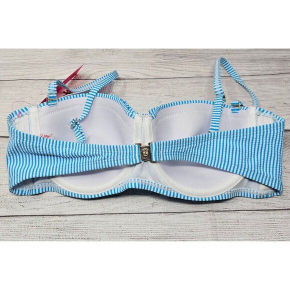 NWT Lilly‎ Pulitzer Leven Ruffle Bikini Top in Cumulus Blue Size 10 - Picture 3 of 3